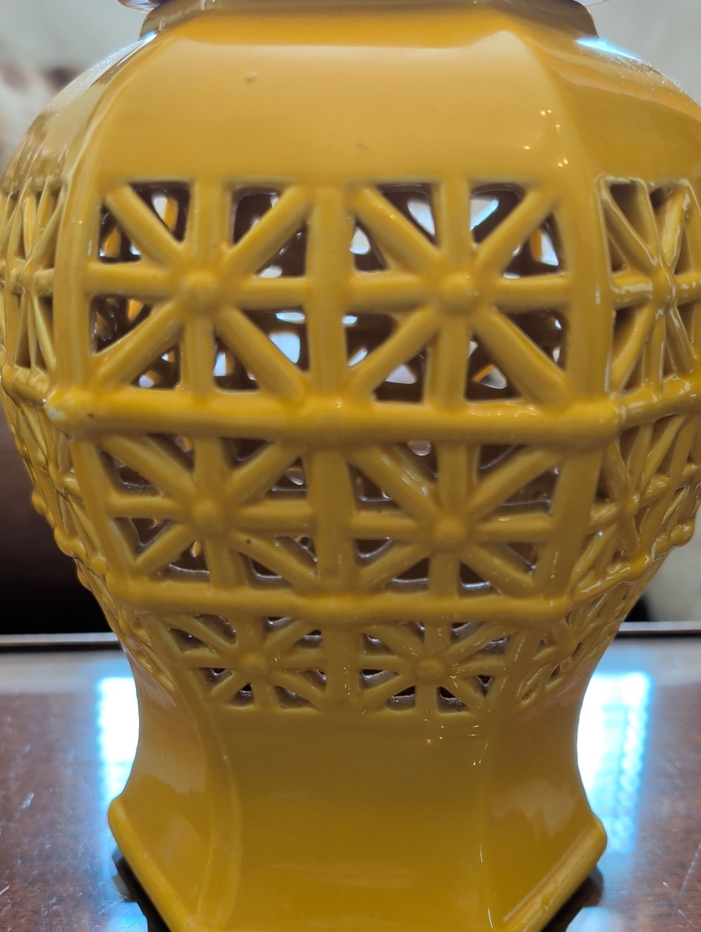 Lattice Temple Lidded Ginger Jar - Home Accents Yellow - Picture 11 of 11